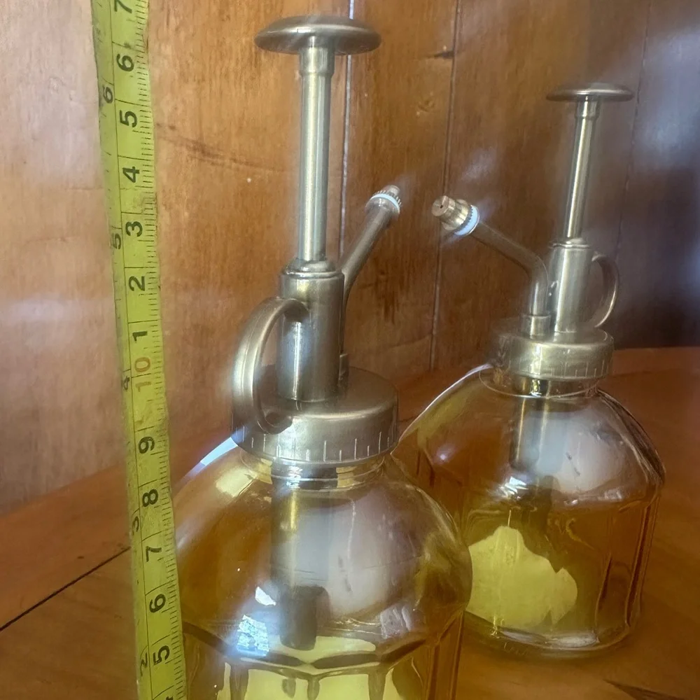 Gold and Clear Glass Plant Misters lot of 2